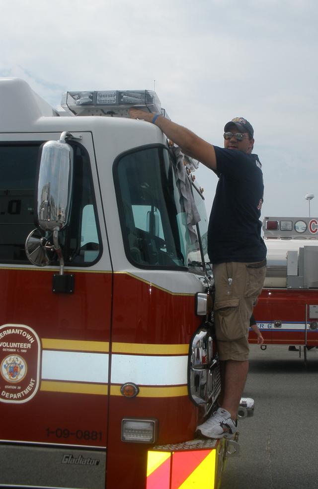 Crowbar adding his final touches to engine.